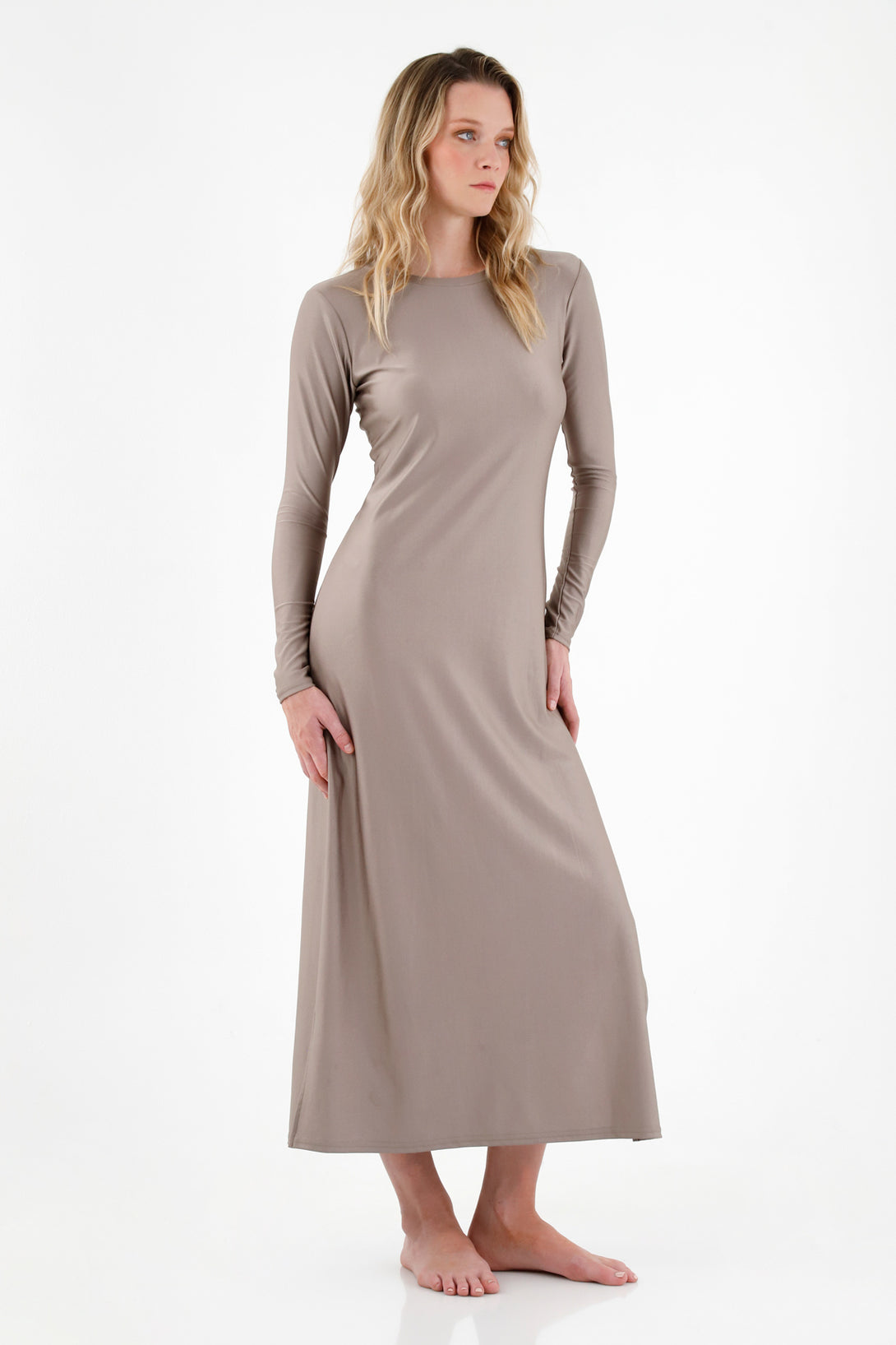 Women's Brown Dress with Side Openings