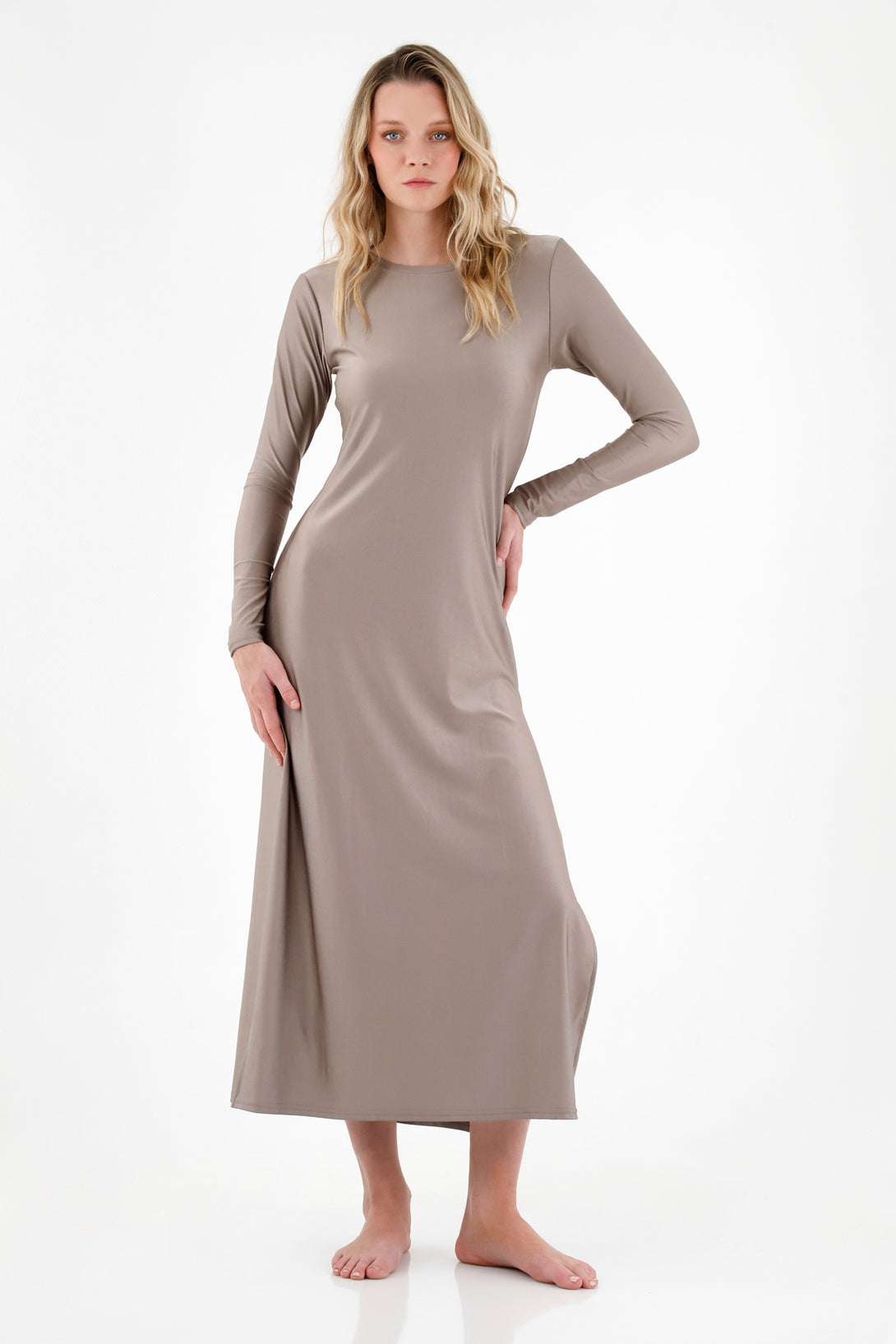 Women's Brown Dress with Side Openings