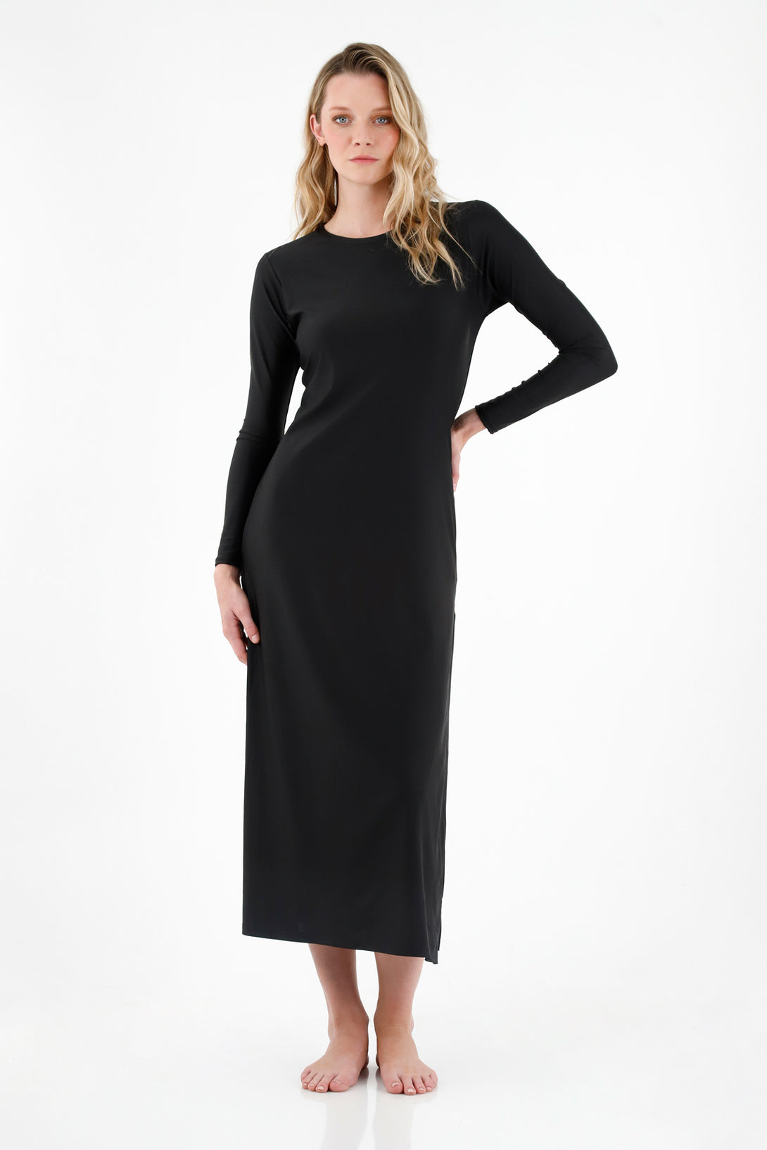 Women's Black Dress with Side Openings