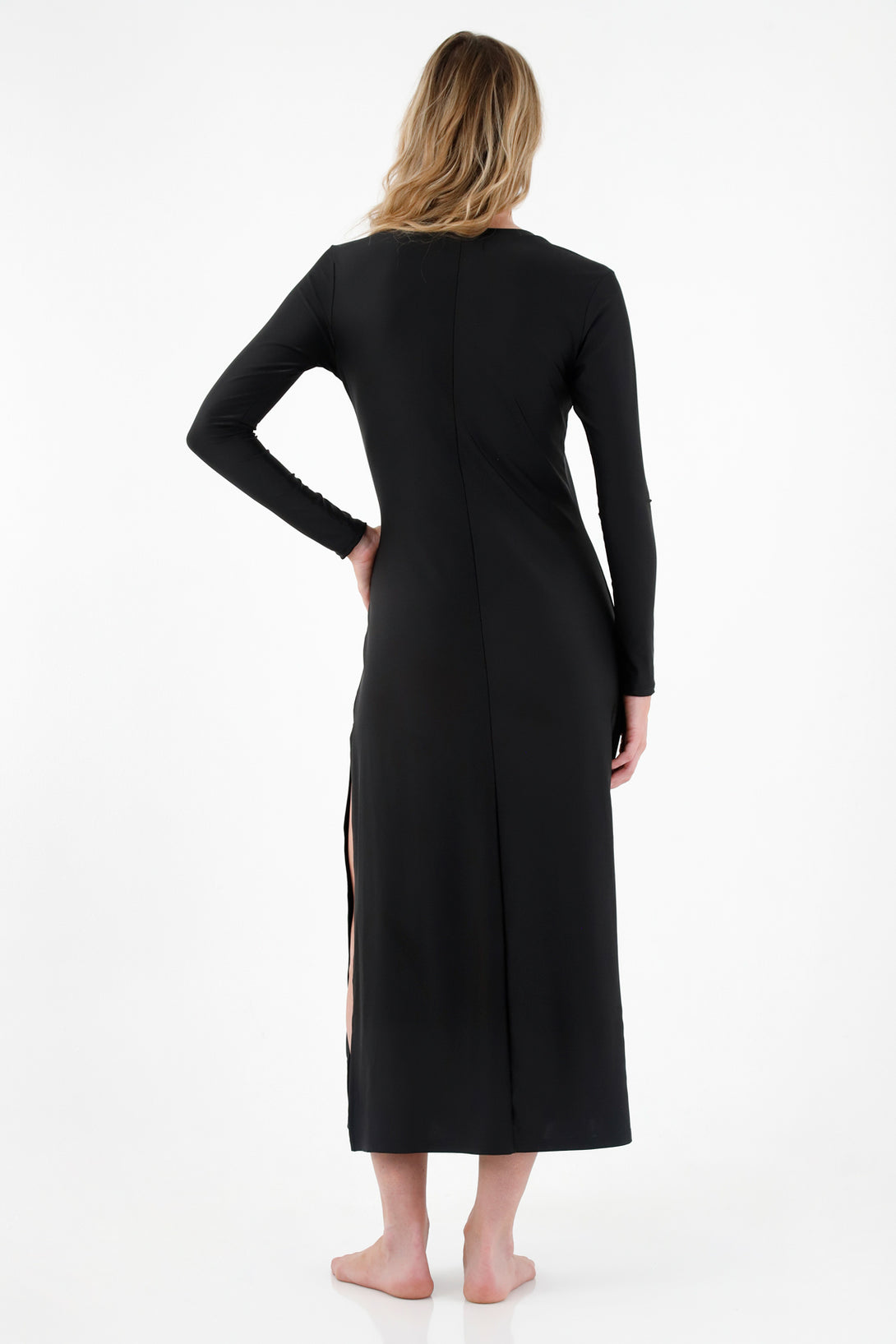 Women's Black Dress with Side Openings