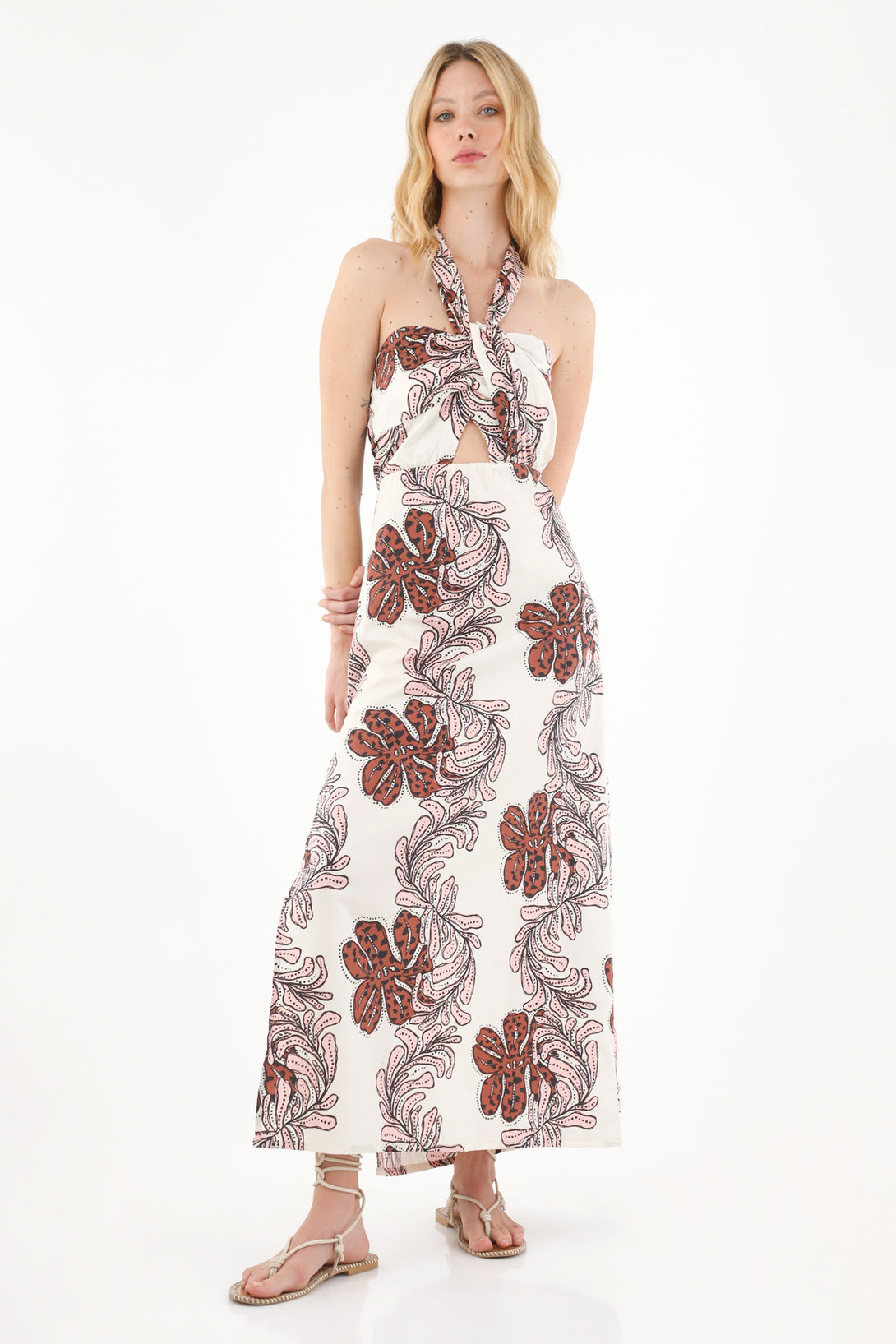 Women's Halter Neck Printed Maxi Dress