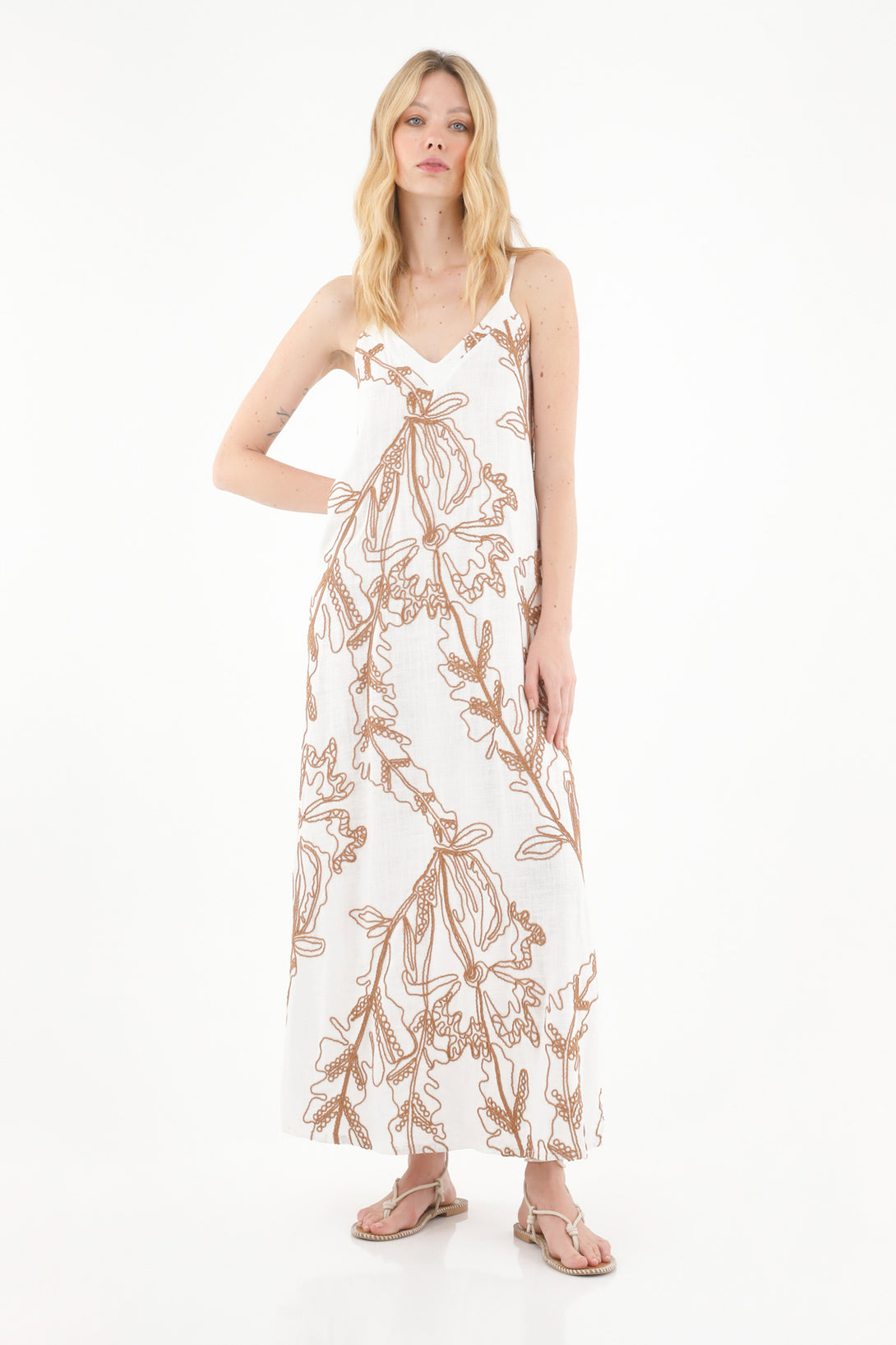 Women's Long Off-White A-Line Dress