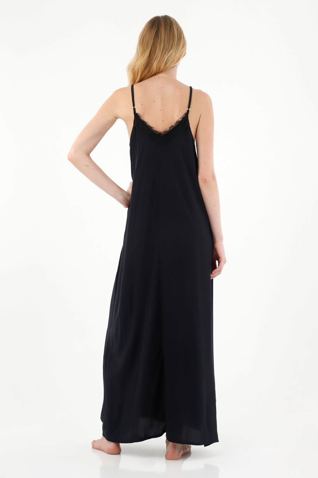 Women's Long Black Dress with Side Slit