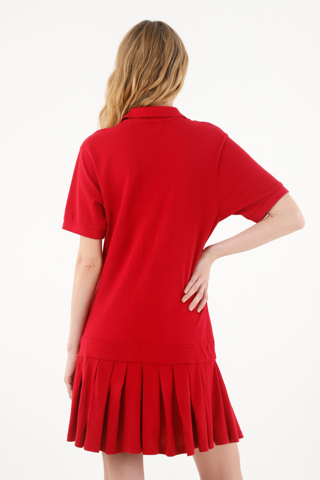 Vestido corto tipo polo rojo para mujer