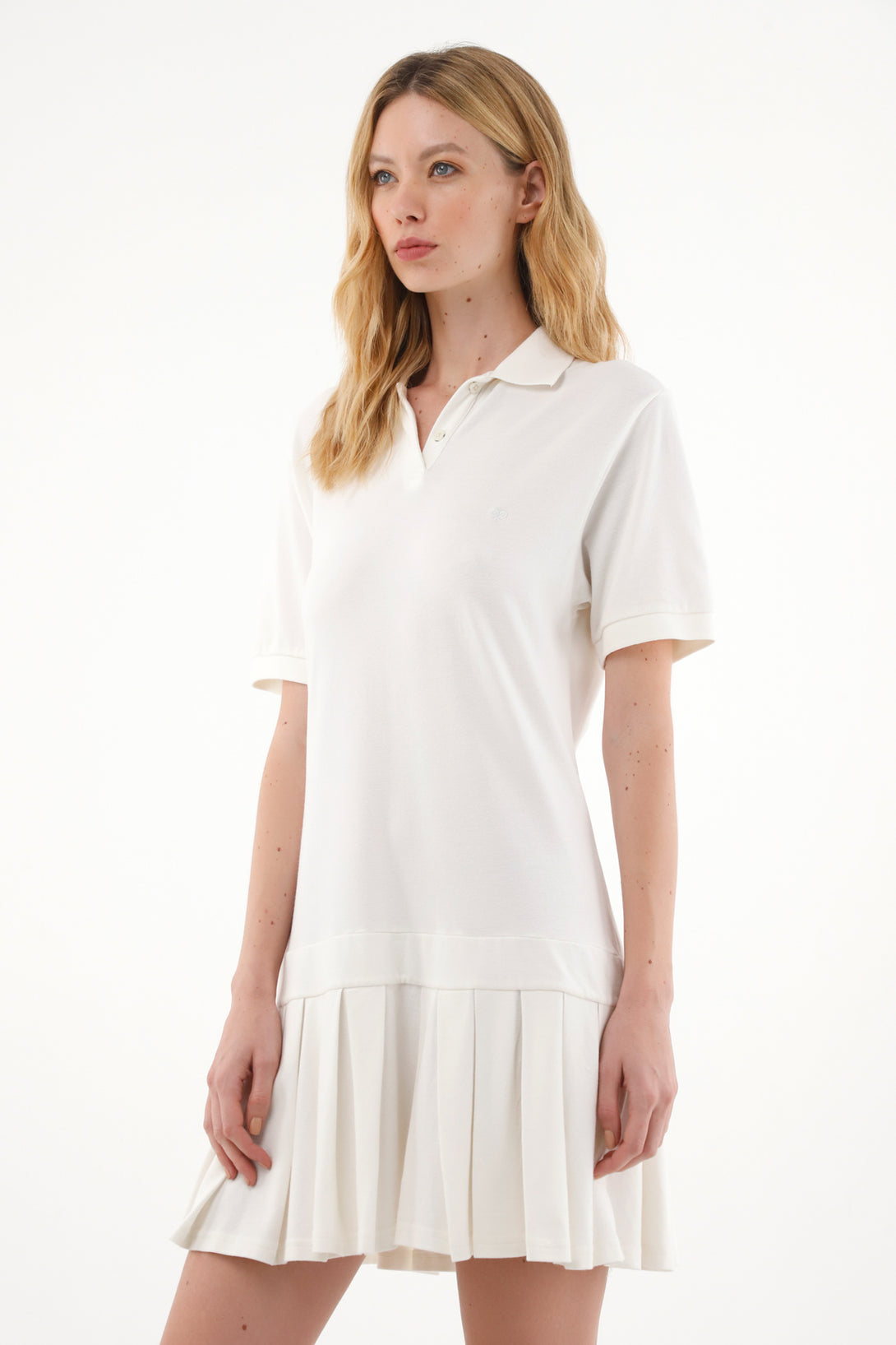 Women's Short Off-White Polo Dress