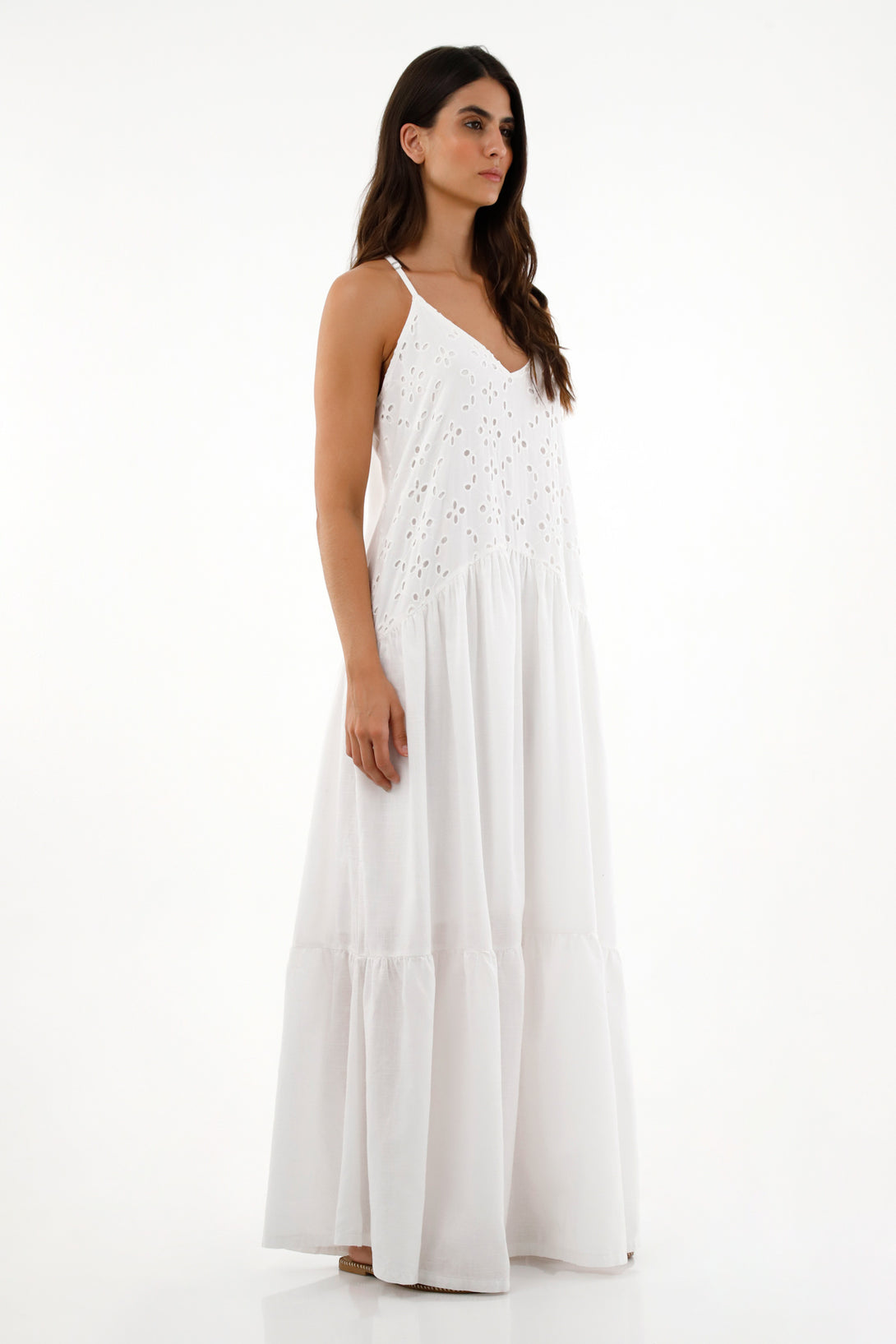 Women's long dress with eyelet details