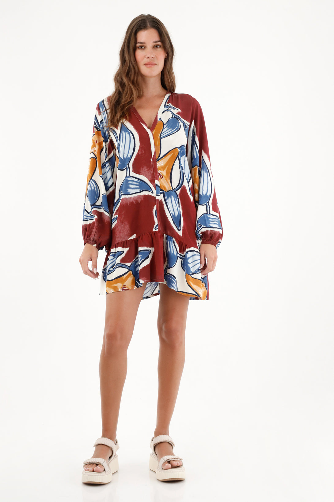 Women's Long-Sleeve Printed Dress