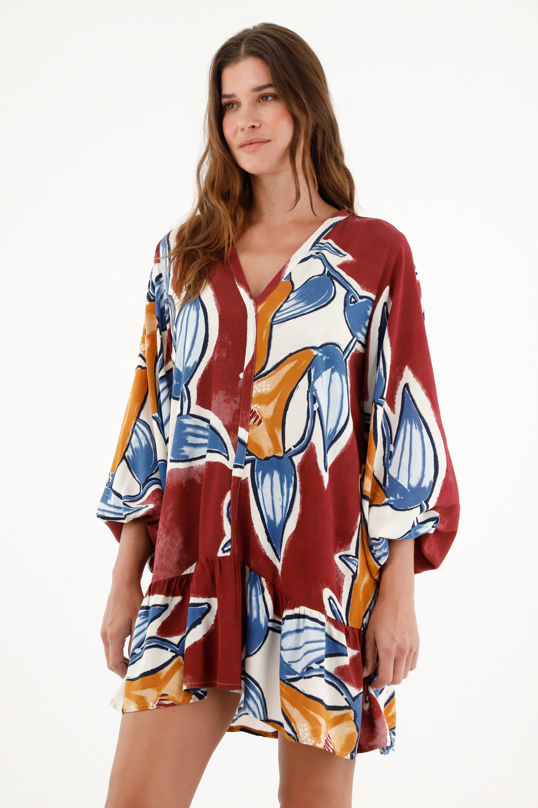 Women's Long-Sleeve Printed Dress