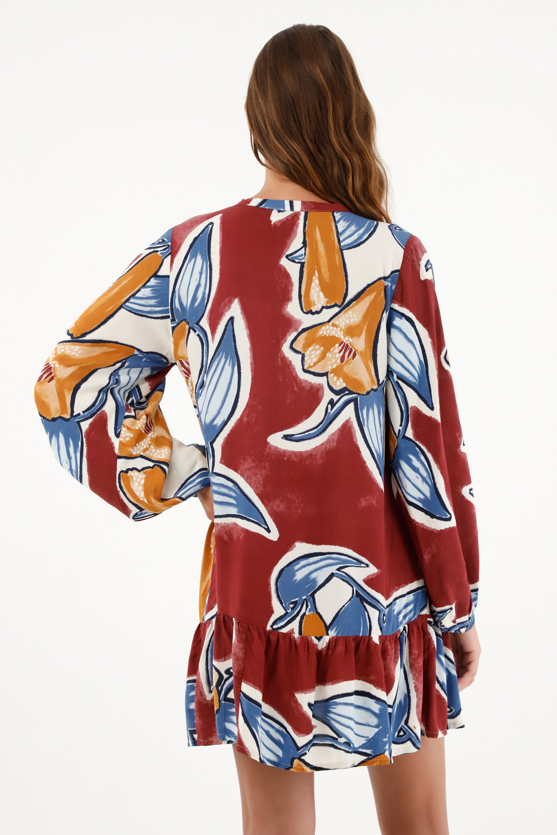 Women's Long-Sleeve Printed Dress