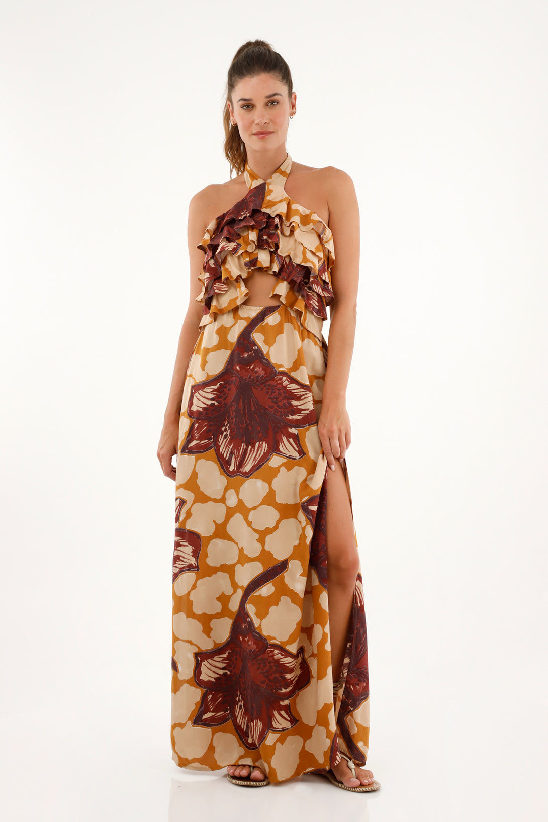 Women's Halter Neck Printed Maxi Dress