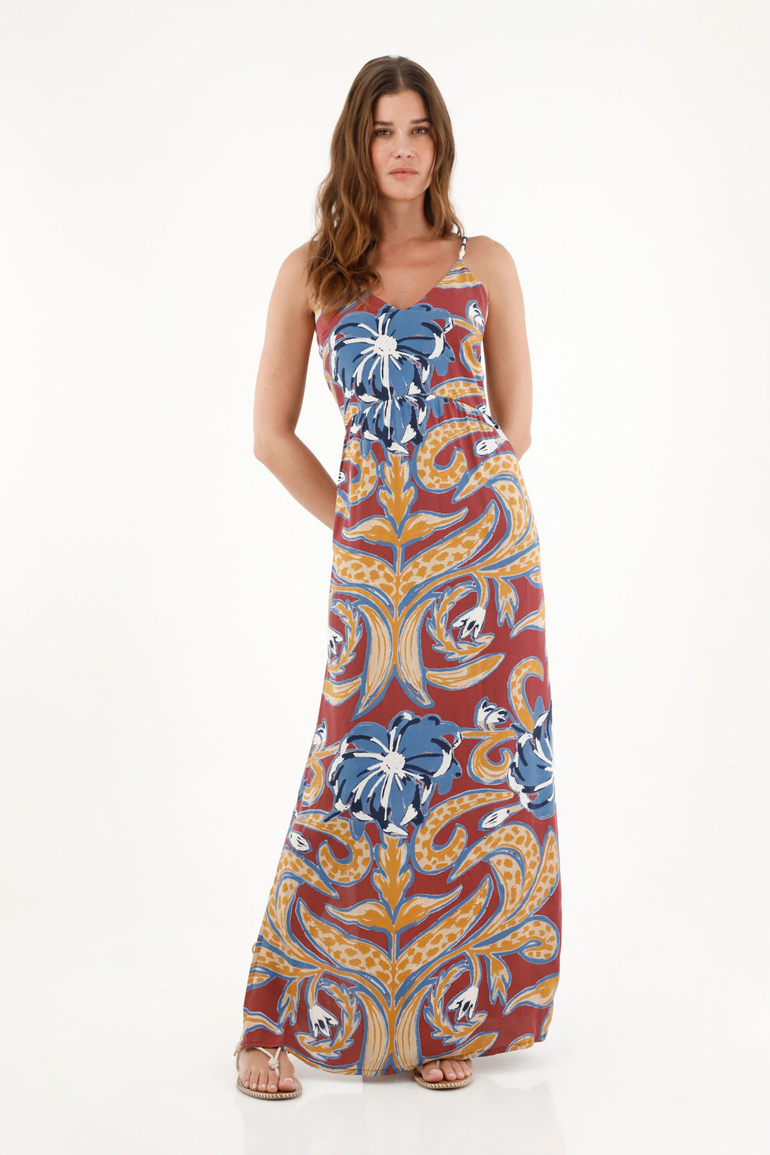 Women's Strappy Printed Maxi Dress