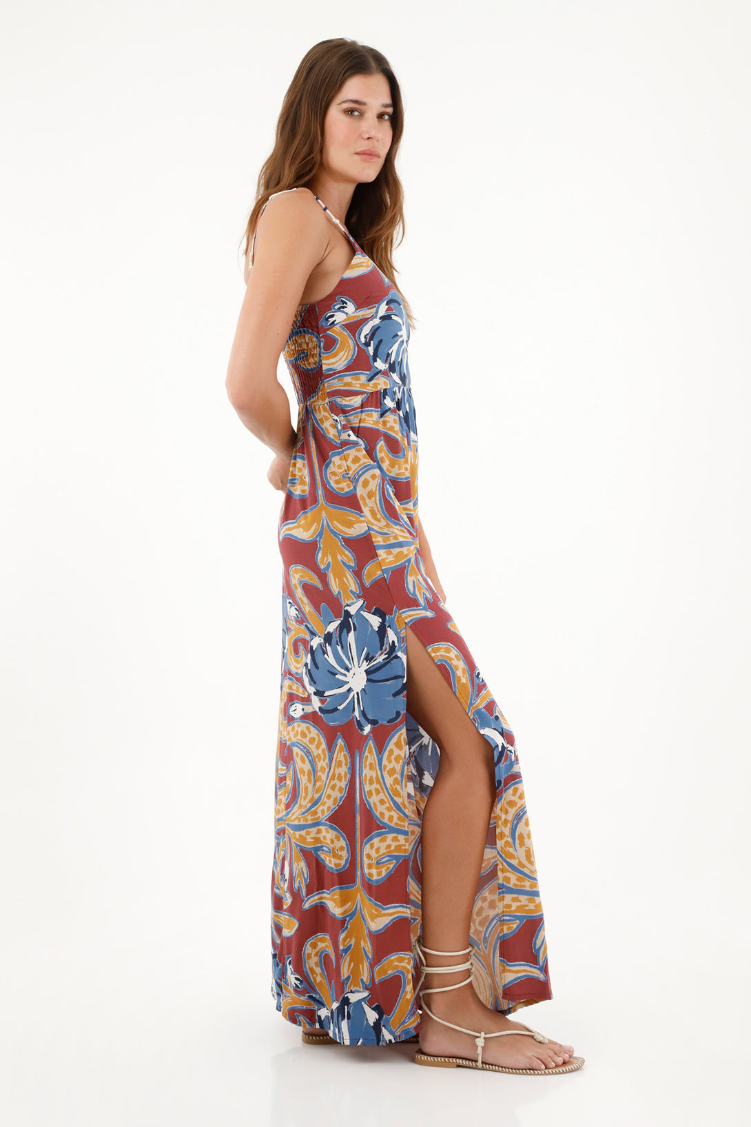 Women's Strappy Printed Maxi Dress