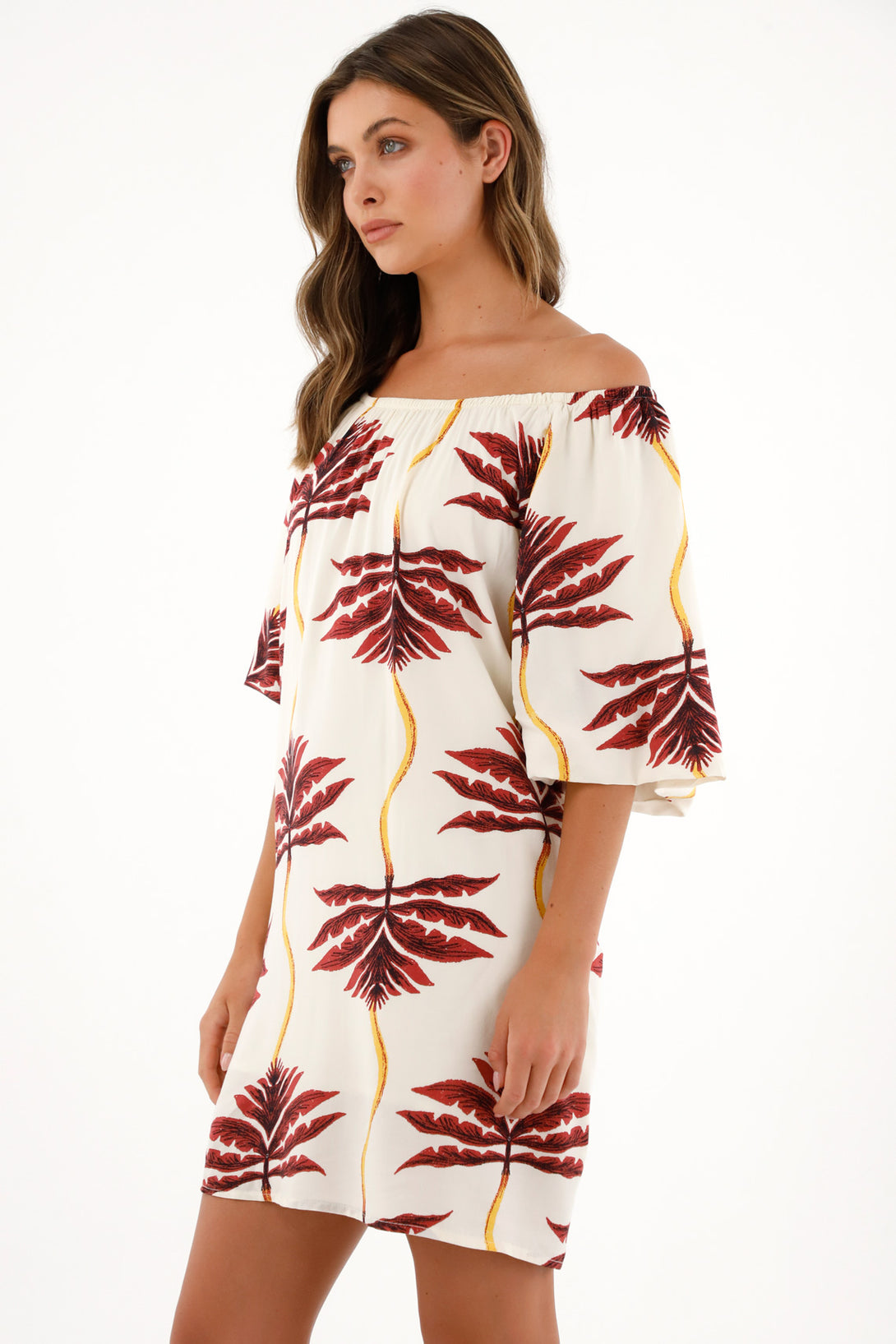 Women's Short Dress with Palm Print