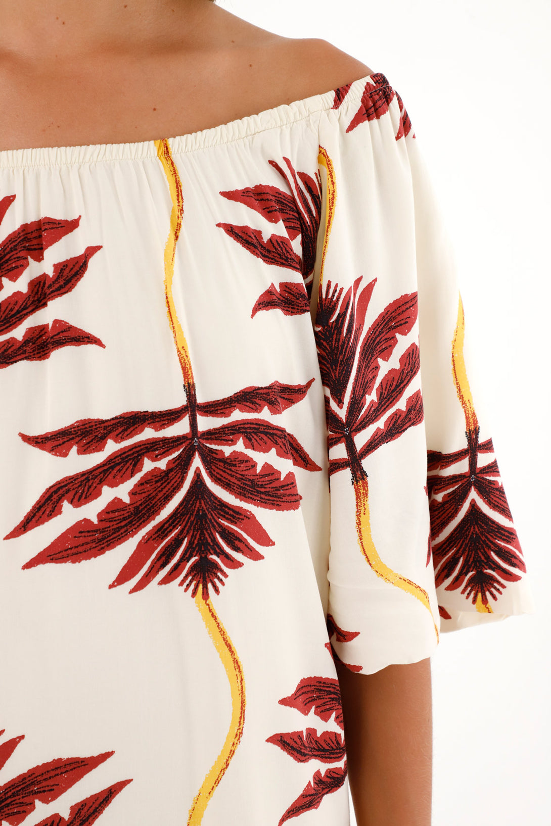 Women's Short Dress with Palm Print