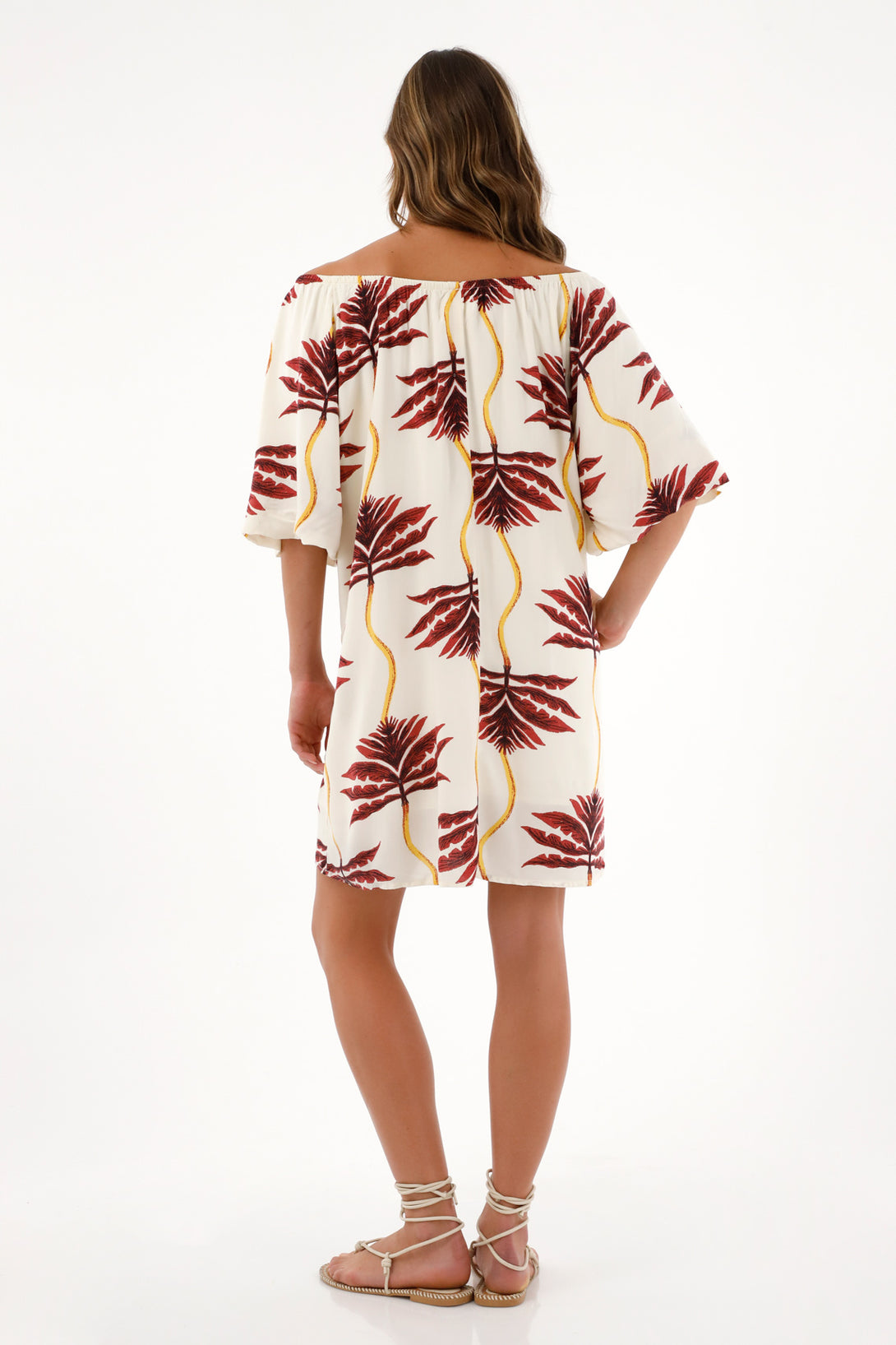 Women's Short Dress with Palm Print