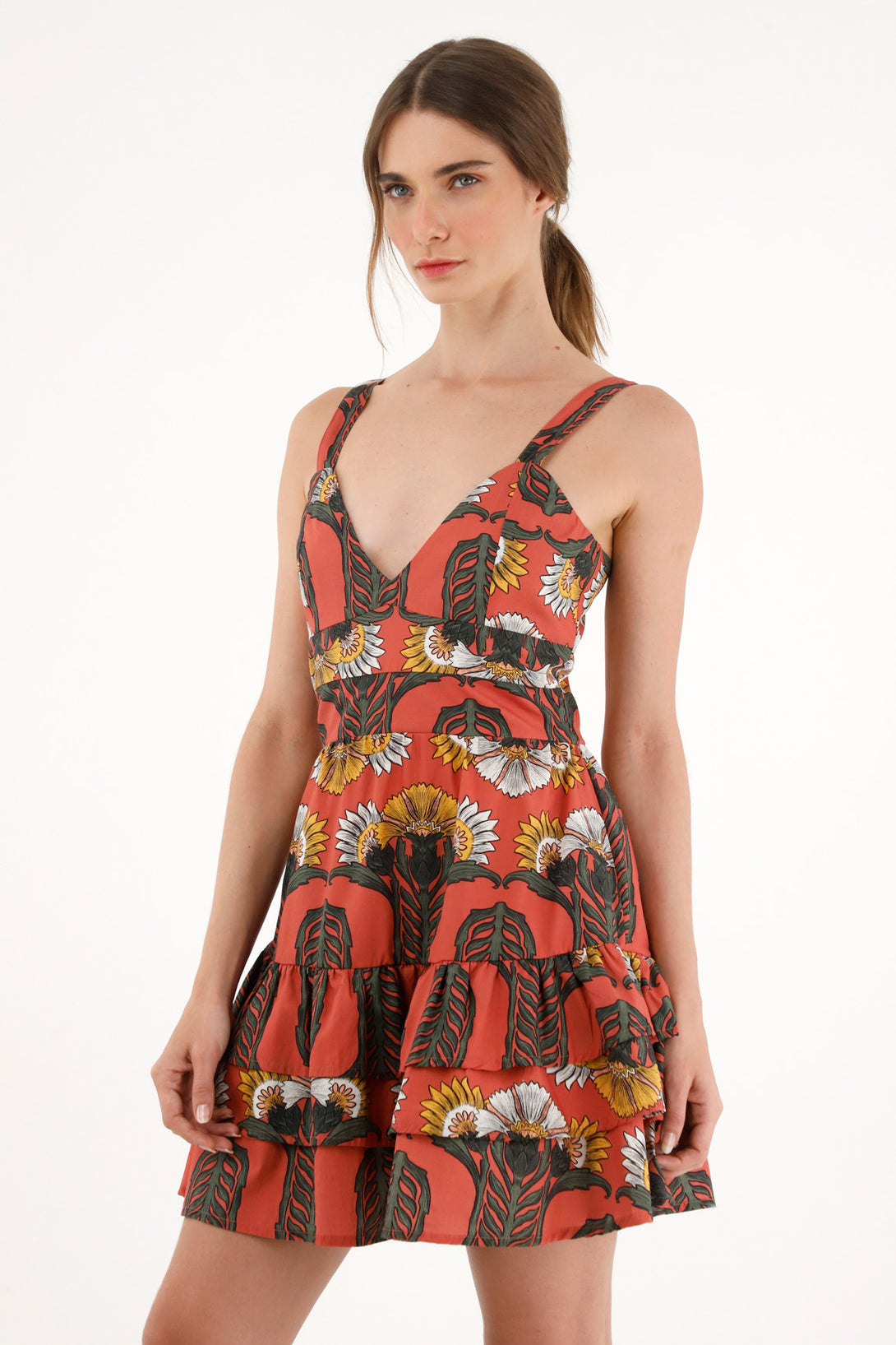 Women's ruffled printed dress