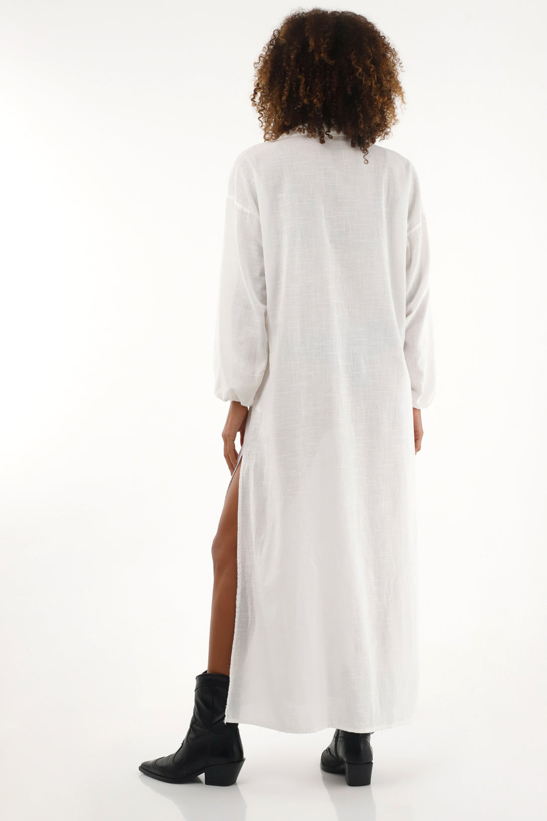 Women's long shirt dress with embroidery