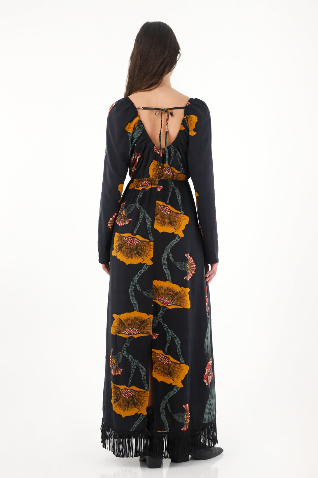 Women's printed dress with cut-out details