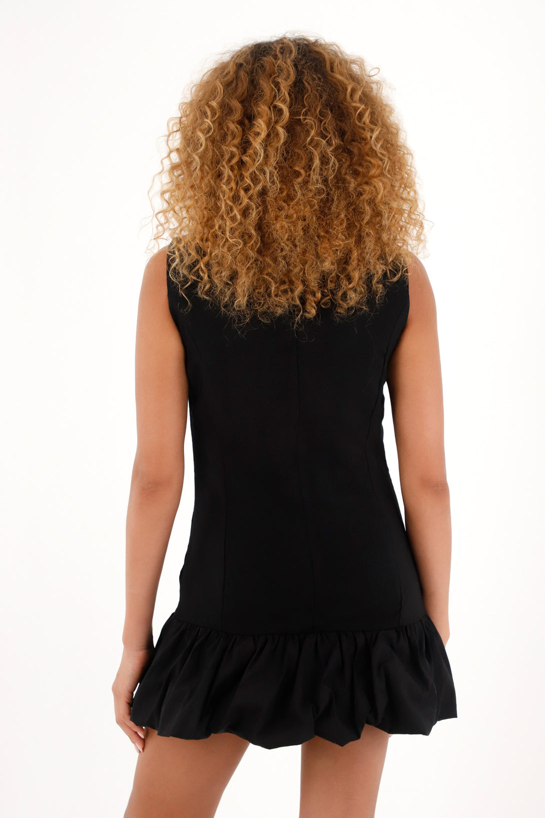 Women's short black dress with bubble skirt