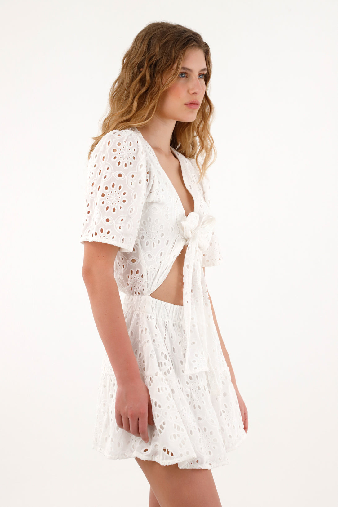 Women's Short Crude Dress with Eyelet Detail