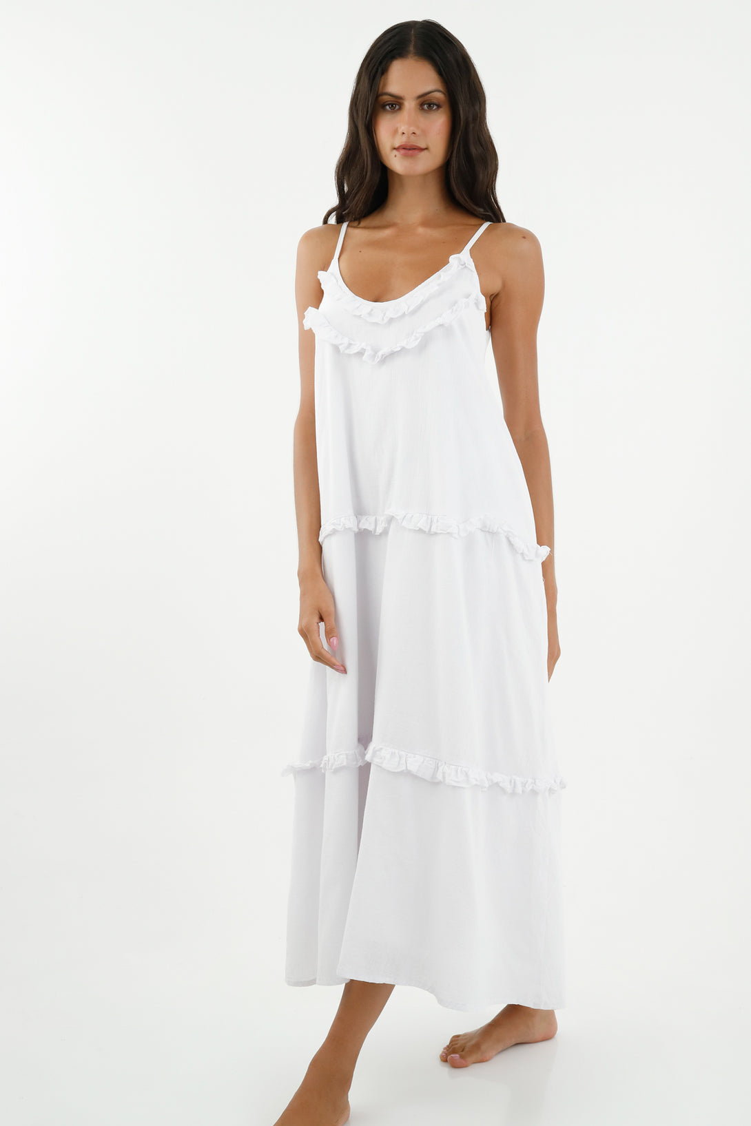 Women's White Round Neck Dress