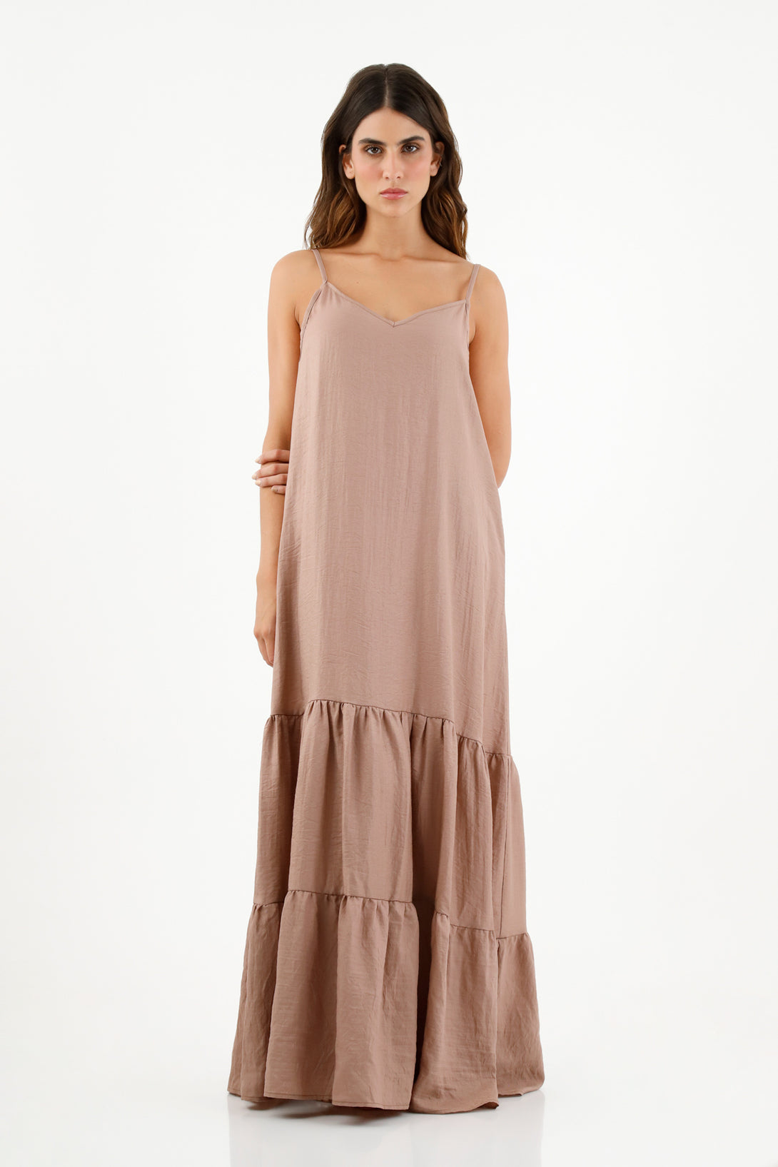 Women's Brown Ruffled Dress