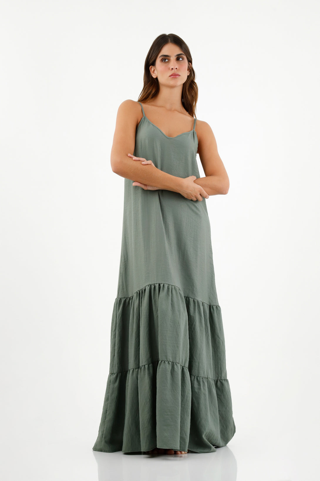 Women's Green Ruffled Dress