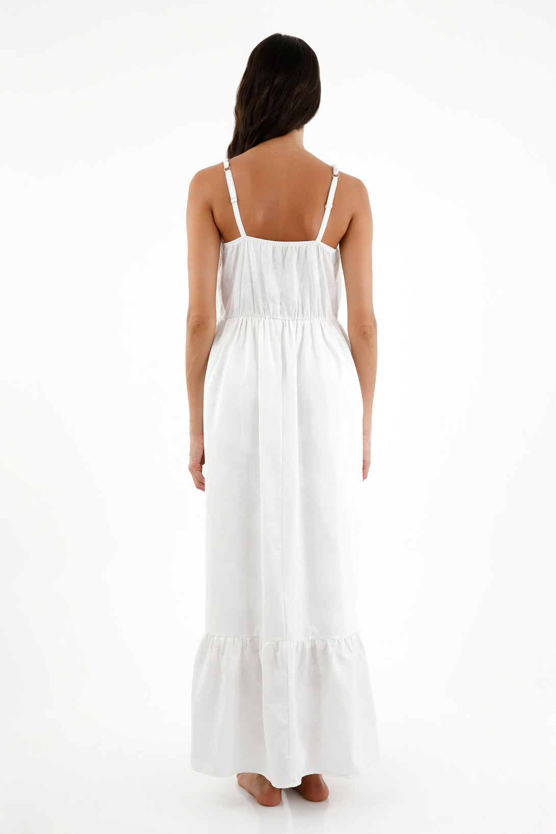 Women's White Pleated Detail Dress