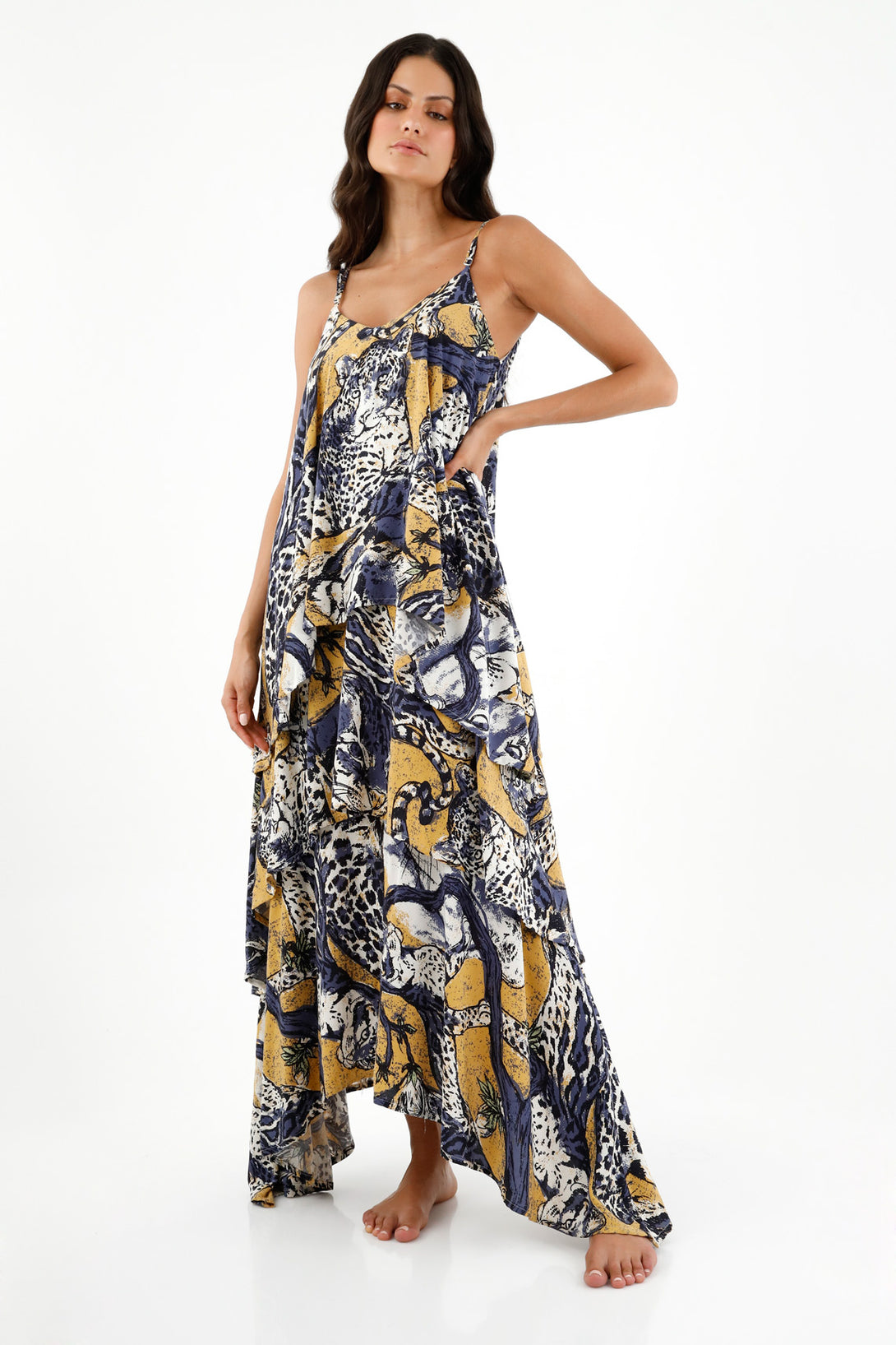 Women's V-Neck Printed Dress